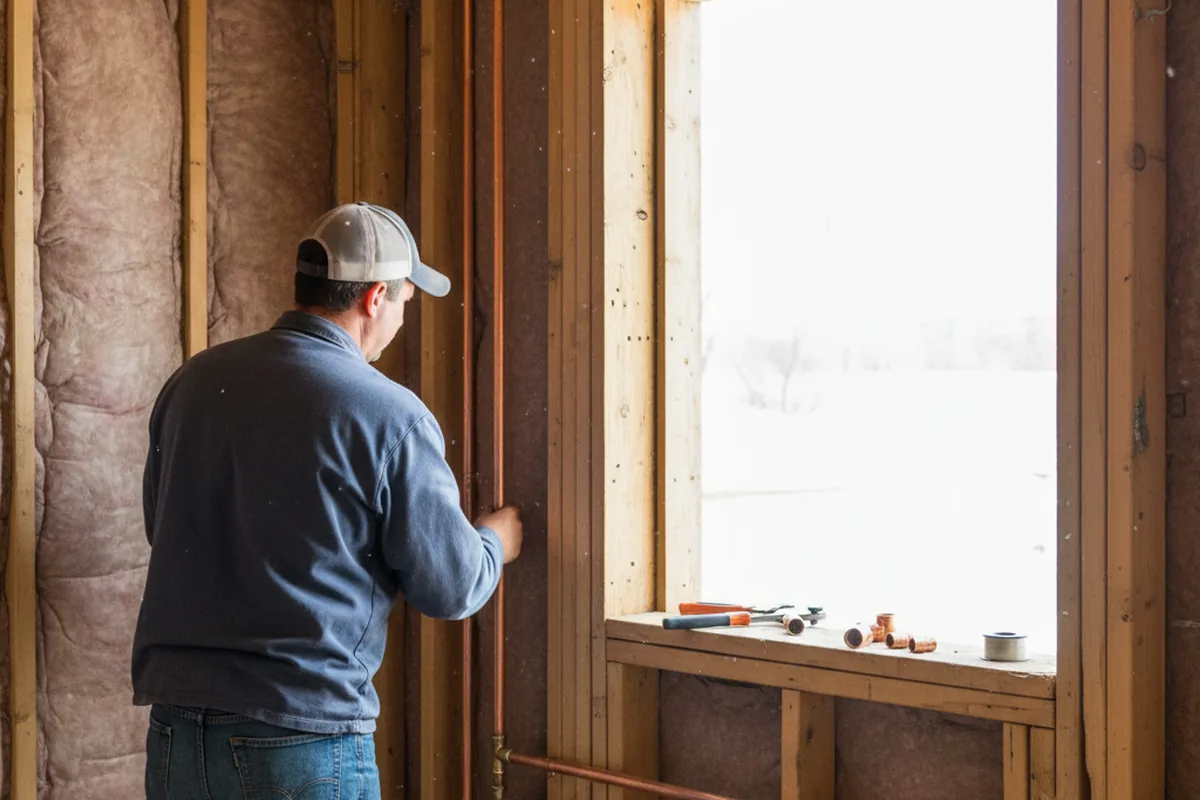 Licensed plumber running new copper supply lines in a Greenback home