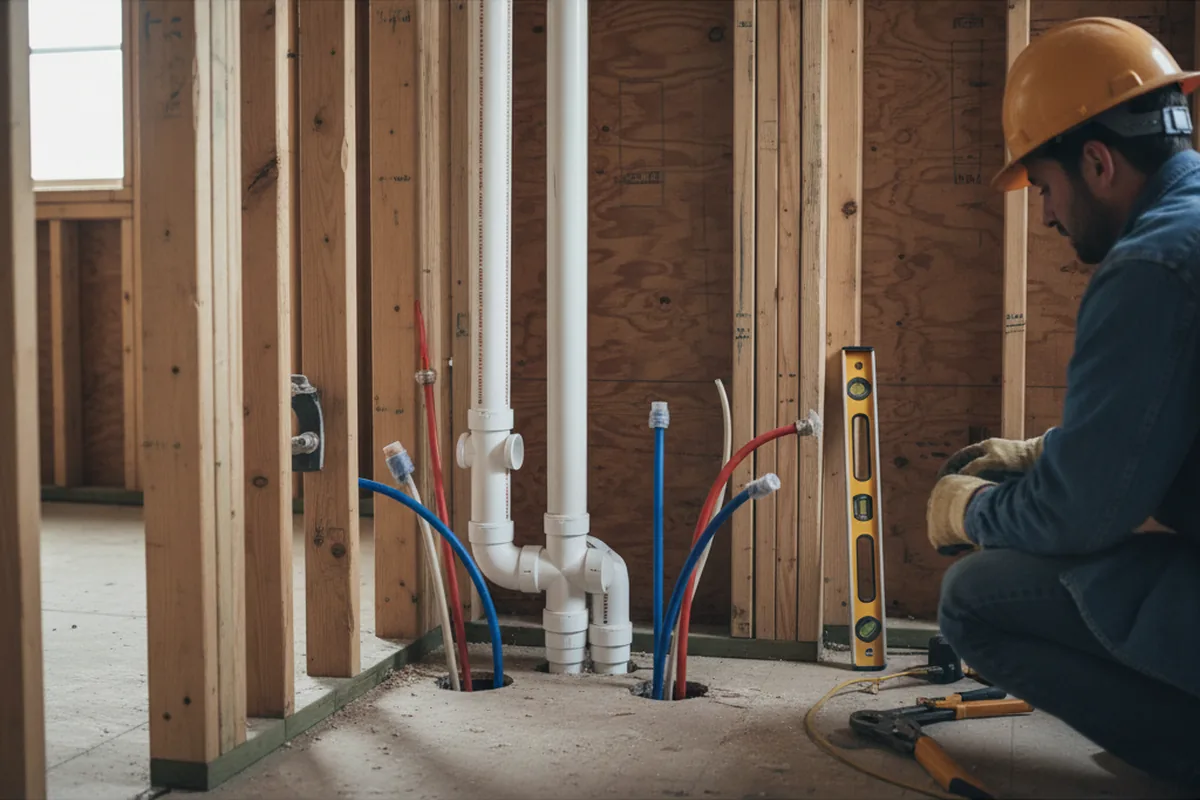 Drain and supply rough-in during Sump Pump Repair in Greenback